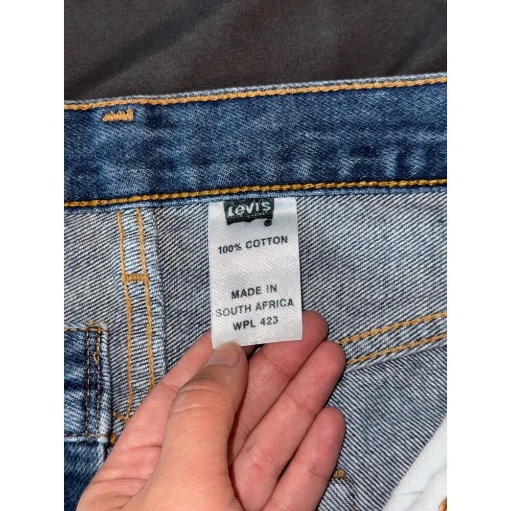 Vintage Levi's 501xx Mens W33 100% Cotton Dark Wash Button Fly Jeans (Hemmed)